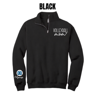 Black quarter-zip with VOLLEYBALL mom lettering on the chest and a volleyball graphic with custom number and name on the sleeve