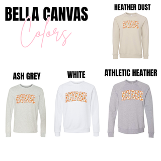 Nurse Daisy Arch Bella Canvas crewneck in heather dust, ash grey, white, and athletic heather