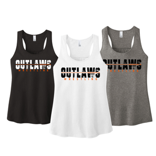 Ogden Outlaws Wrestling Club Clinch women's racerback tanks in black, white, and Grey Frost