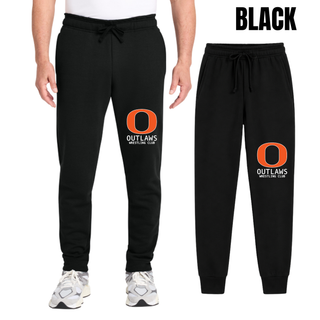 Ogden Outlaws Wrestling Club Pocket Logo Core Fleece Joggers in black, flat lay, with small logo on the leg