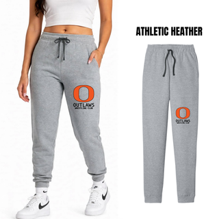 Ogden Outlaws Wrestling Club Pocket Logo Core Fleece Joggers in black on female model with small logo on the leg