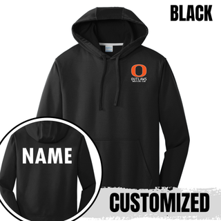 Ogden Outlaws Wrestling Club Pocket Logo Custom Name Performance Hoodie in black with left chest logo and custom name on the back