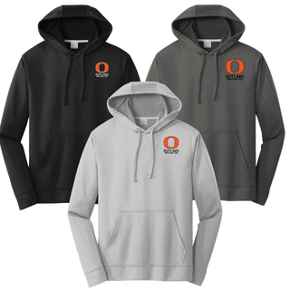 Ogden Outlaws Wrestling Club Pocket Logo Custom Name Performance Hoodie color options: Black, Charcoal, and Silver with left chest logo