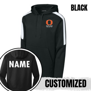 Ogden Outlaws Wrestling Club pocket logo Fan Favorite Hoodie with a custom name on the back