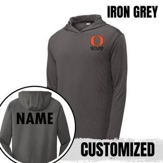 Ogden Outlaws Wrestling Club pocket logo PosiCharge Competitor Hoodie in Iron Grey with a custom name on the back