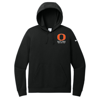 Black Ogden Outlaws Wrestling Club women's Club Fleece Pullover Hoodie with the orange and white pocket logo