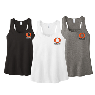 Ogden Outlaws Wrestling Club Pocket Logo Women's Racerback Tanks in black, white, and grey frost