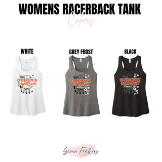 Ogden Outlaws Wrestling Club Rustler women's racerback tank color options in White, Grey Frost, and Black