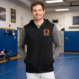 Ogden Outlaws Wrestling Club pocket logo sleeveless hooded quarter-zip lifestyle image