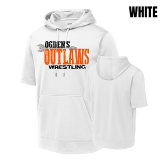 Ogden's Outlaws Wrestling Arrow Fleece Short Sleeve Hooded Pullover in White