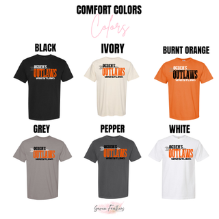 Ogden's Outlaws Wrestling arrow graphic heavyweight garment-dyed tee color options