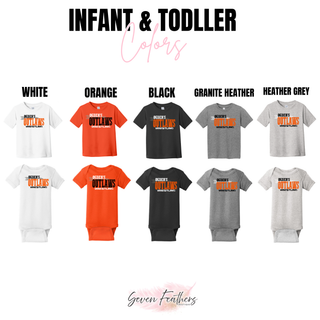Ogden's Outlaws Wrestling arrow graphic infant and toddler tee and bodysuit color options