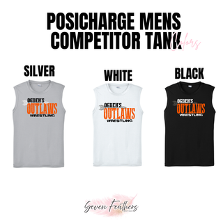 Ogden's Outlaws Wrestling Arrow Men's PosiCharge Competitor Tank color options in Silver, White, and Black