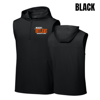 Ogden's Outlaws Wrestling Arrow Sport-Wick Stretch Sleeveless Hooded Quarter-Zip in Black