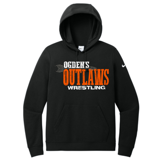 Ogden's Outlaws Wrestling Arrow Women's Club Fleece Pullover Hoodie in Black