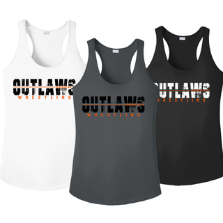 Ogden's Outlaws Wrestling Clinch Women's PosiCharge Racerback Tank - White, Iron Grey, and Black