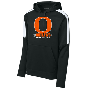 Ogden's Outlaws Wrestling Distressed O Fan Favorite Hoodie in Black and White front view