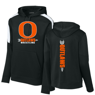Ogden's Outlaws Wrestling Distressed O Front & Back Fan Favorite Hoodie in black and white