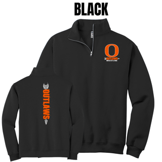 Ogden's Outlaws Wrestling Distressed O Front & Back Fleece Quarter-Zip in Black