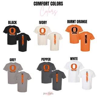 Ogden's Outlaws Wrestling Distressed O Front & Back Graphic Top Comfort Colors options