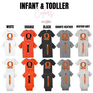 Ogden's Outlaws Wrestling Distressed O Front & Back Graphic Top infant and toddler color options