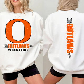 Ogden's Outlaws Wrestling Distressed O Front & Back Graphic Top in White