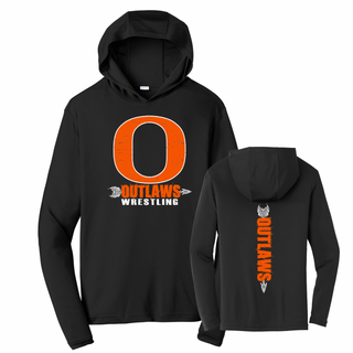 Ogden's Outlaws Wrestling Distressed O Front & Back PosiCharge Competitor Hoodie in Black