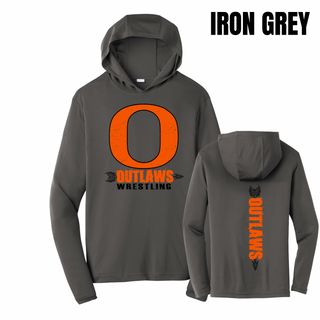 Ogden's Outlaws Wrestling Distressed O Front & Back PosiCharge Competitor Hoodie in Iron Grey