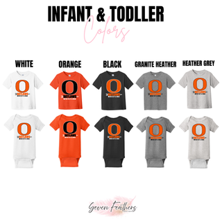 Ogden's Outlaws Wrestling Distressed O Graphic Top infant and toddler color options