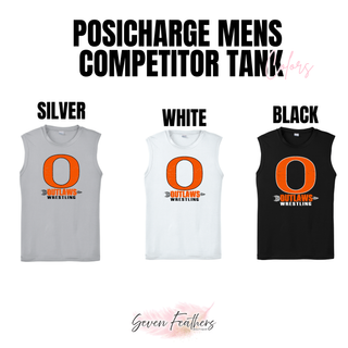 Ogden's Outlaws Wrestling Distressed O Men's PosiCharge Competitor Tank in Silver, White, and Black