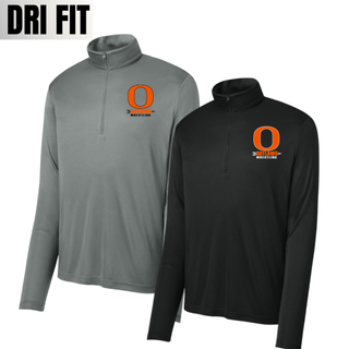 Ogden's Outlaws Wrestling Distressed O PosiCharge Competitor Quarter-Zip Pullover in Grey Concrete and Black