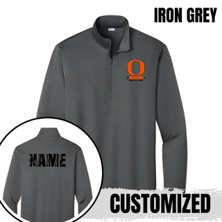 Ogden's Outlaws Wrestling Distressed O PosiCharge Competitor Quarter-Zip Pullover in Iron Grey with custom back name option