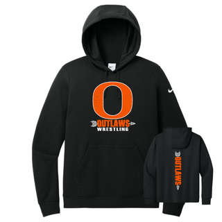 Ogden's Outlaws Wrestling Distressed O Women's Club Fleece Pullover Hoodie in Black