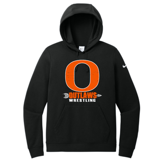 Ogden's Outlaws Wrestling Distressed O Women's Club Fleece Pullover Hoodie in Black