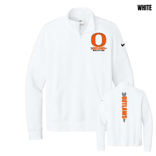 Ogden's Outlaws Wrestling Distressed O Front and Back Women's Fleece Half-Zip in White
