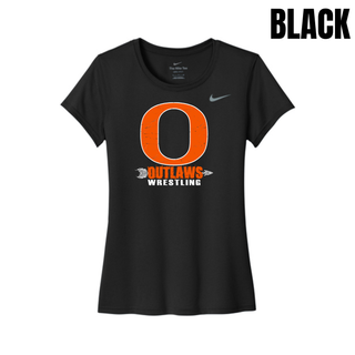 Ogden's Outlaws Wrestling Distressed O Women's rLegend Tee in Black
