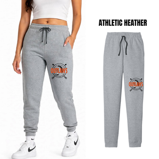 Ogden's Outlaws Wrestling Dreamcatcher Core Fleece Joggers in athletic heather grey, model and flat view