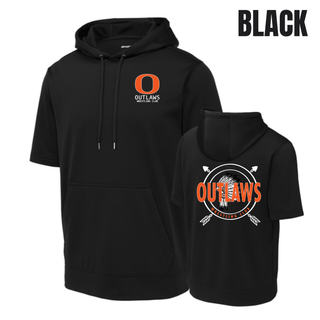 Ogden's Outlaws Wrestling Dreamcatcher Front & Back Fleece Short Sleeve Hooded Pullover in Black
