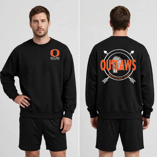 Ogden's Outlaws Wrestling Dreamcatcher Front & Back Graphic Top black crewneck mockup