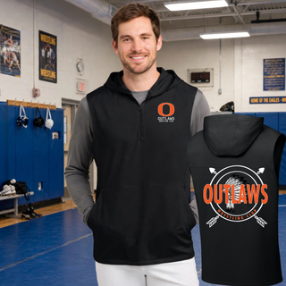 Ogden's Outlaws Wrestling Dreamcatcher Stretch Sleeveless Hooded Quarter-Zip in Black on model