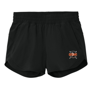 Ogden's Outlaws Wrestling Dreamcatcher Women's Repeat Swift Performance Shorts in black, front view