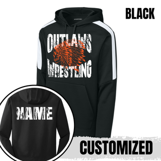 Ogden's Outlaws Wrestling Mat Brawler Fan Favorite Hoodie - Black with Personalized Back