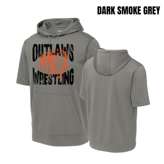 Ogden's Outlaws Wrestling Mat Brawler Fleece Short Sleeve Hooded Pullover - Dark Smoke Grey
