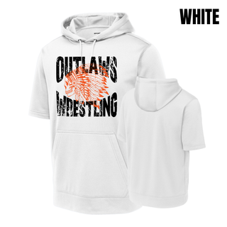 Ogden's Outlaws Wrestling Mat Brawler Fleece Short Sleeve Hooded Pullover - White