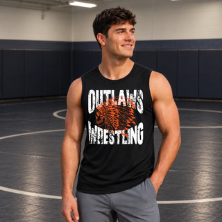 Ogden's Outlaws Wrestling Mat Brawler Men's PosiCharge Competitor Tank - Black Lifestyle