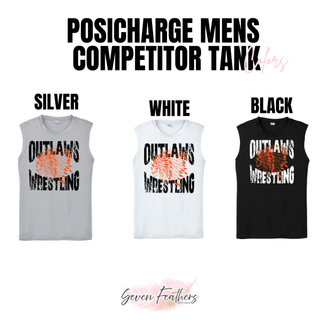 Ogden's Outlaws Wrestling Mat Brawler Men's PosiCharge Competitor Tank - Silver, White, and Black
