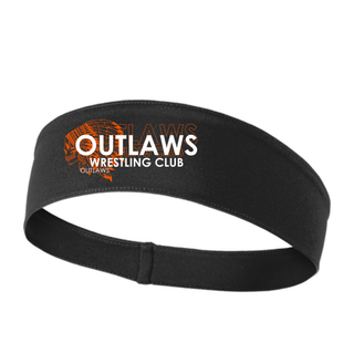 Black Ogden's Outlaws Wrestling Mat Brawler PosiCharge headband with feathered skull graphic