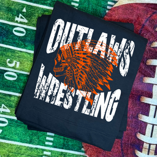 Ogden's Outlaws Wrestling Mat Brawler Stadium Blanket, black blanket with distressed skull-in-headdress graphic