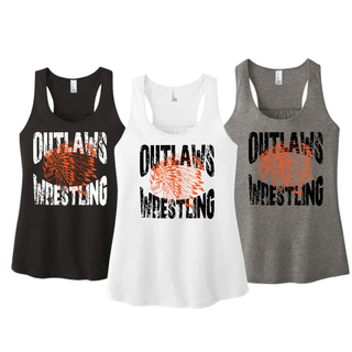 Ogden's Outlaws Wrestling Mat Brawler Women's Racerback Tanks in Black, White, and Grey Frost