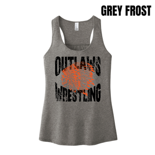 Ogden's Outlaws Wrestling Mat Brawler Women's Racerback Tank in Grey Frost